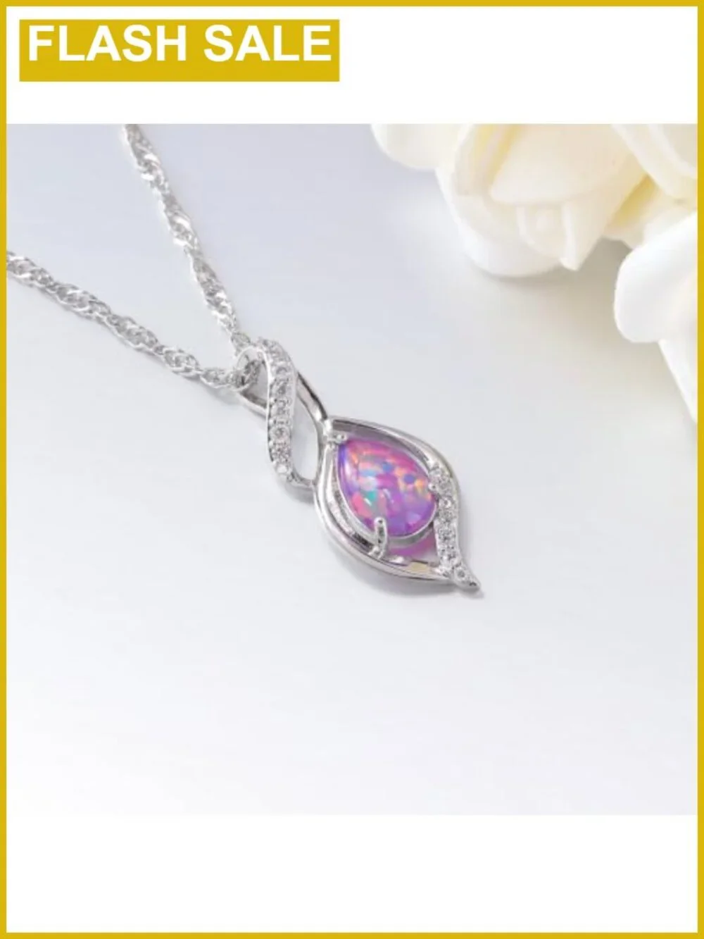 Opal Infinity Pendant Necklace White Gold Plated Genuine Gemstone Gift